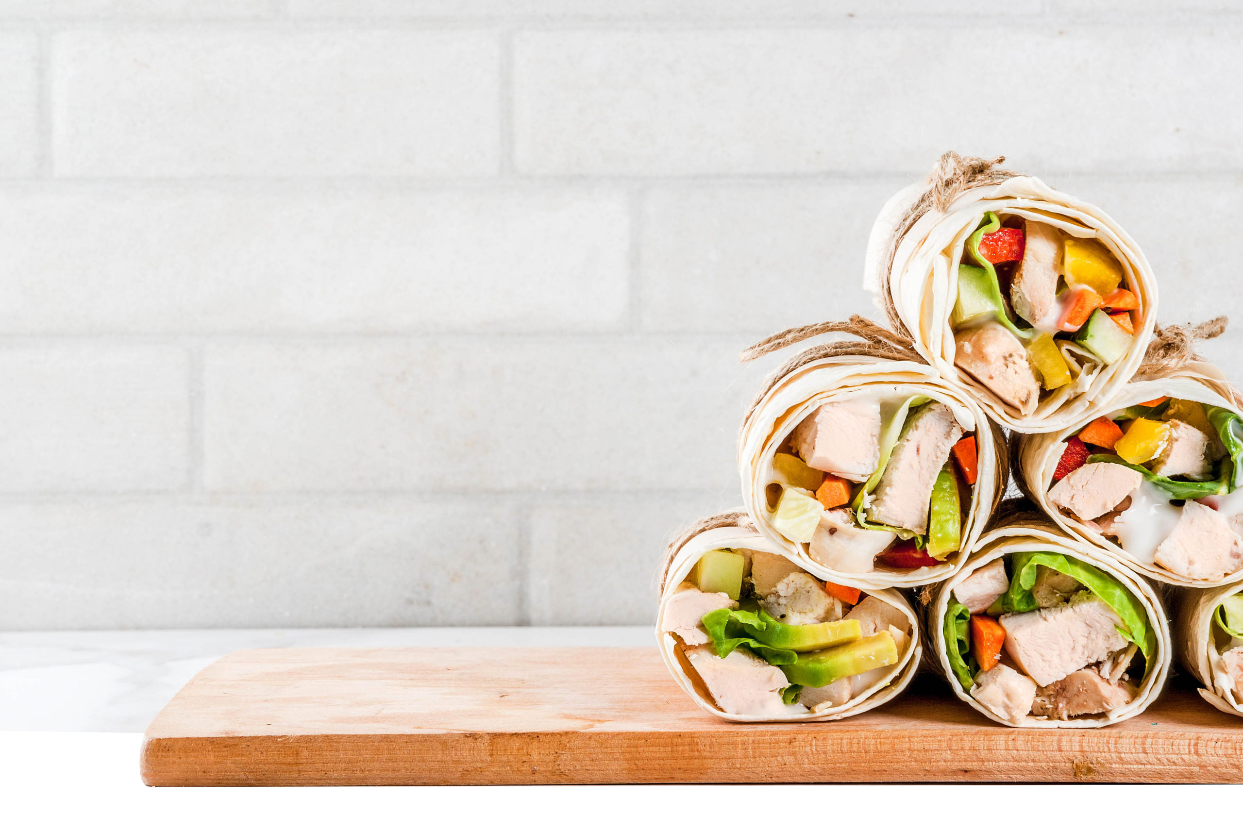 Stacked tortilla wraps sandwiches