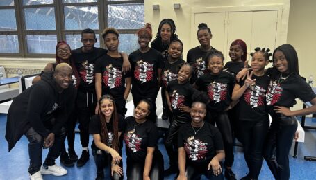 Secret Society Dance Company at the Step It Up NYC auditions with founder Traequan Middleton (left).