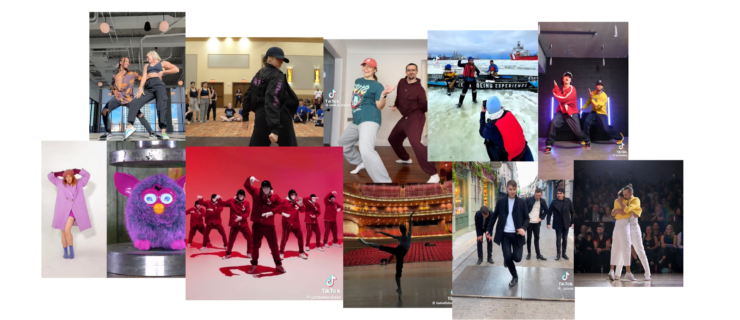 Collage of TikTok dancer accounts.