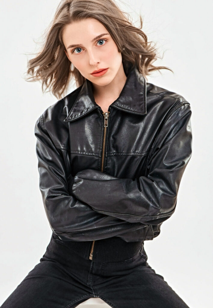Emerson Valentina's headshot. She sits with her arms crossed, wearing a black leather jacket.