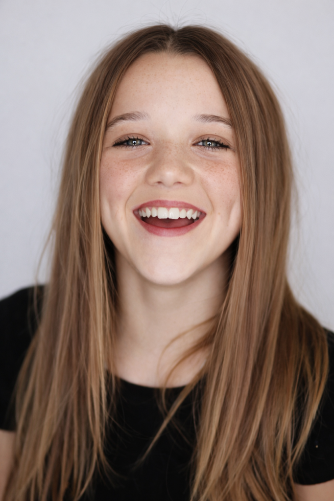 Aubrey Sheldon's headshot. She gives an open-mouthed smile and wears a black shirt with her hair down.